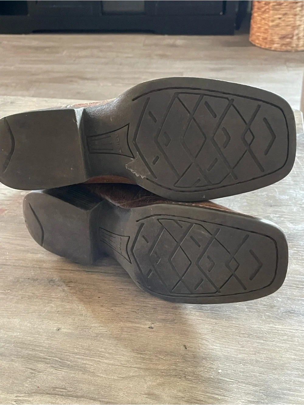 Ariat Kids 2 Tycoon western Arizona Flame pattern square toe brown leather boots